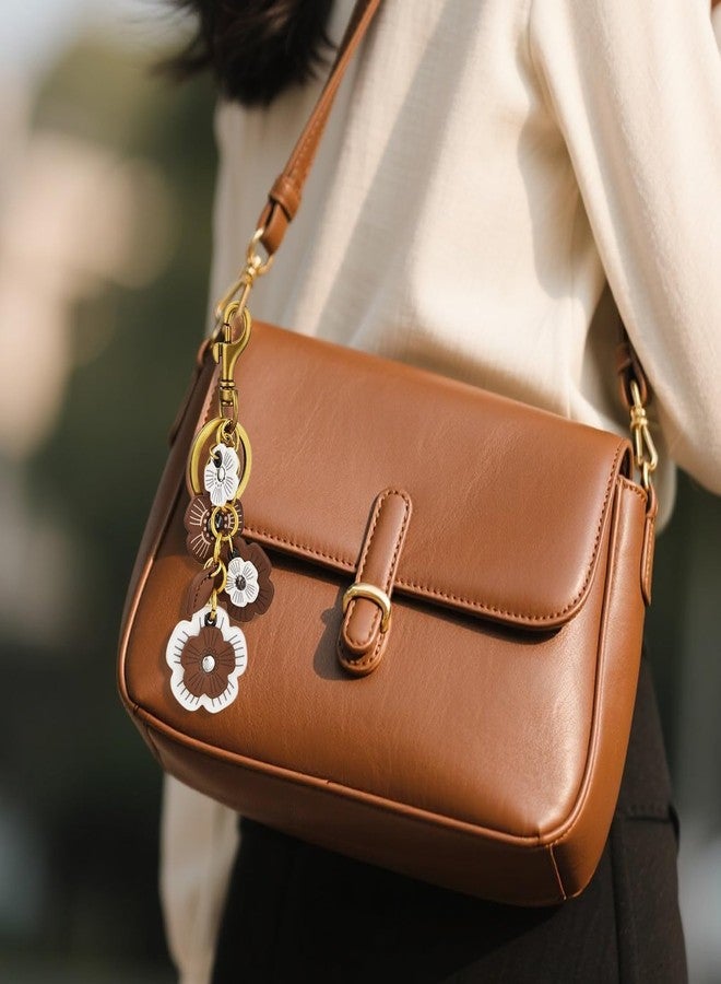 Hoheng Bag Charms for Handbags Flower Bag Charm Leather Purse Charms Retro Outfits for Women Aesthetic Keychain Accessories - Image 2